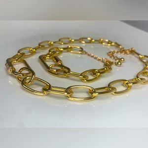 O Chain Gold Necklace & Bracelet Jewelry Lot